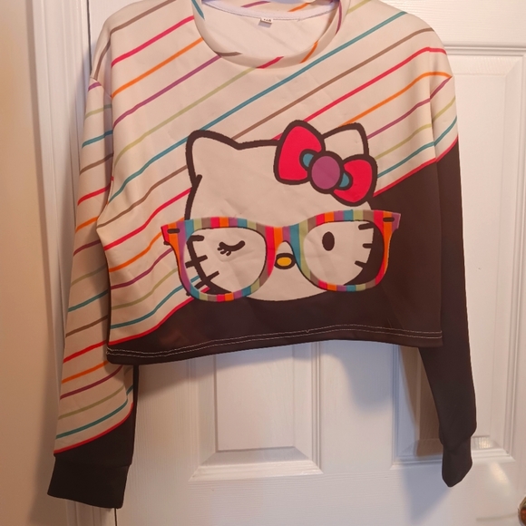 Women's Cat Sweatshirt | Kawaii Anime Graphic With Denim Collar | Long Sleeve Preppy Pullover (Navy, Large) - View #9